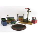 A collection of Hornby Meccano O gauge model railway, tin plate clockwork, comprising,