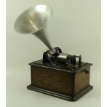 An Edison Standard Phonograph Model-C, S285077, with aluminum horn, in a domed oak case,