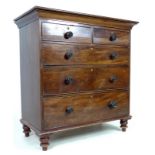 An early Victorian mahogany chest of two over three graduating drawers,