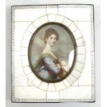 A 19th century portrait miniature, painted on ivory,