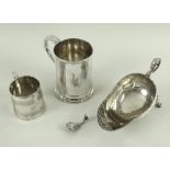 A group of silver comprising a quarter pint tankard christening mug, London 1804,