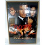 A James Bond promotional poster, 'Goldeneye', set in lightbox with MDF frame, 8 by 70 by 103.