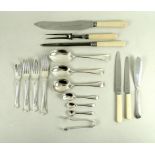 A silver plated canteen of cutlery, Old English pattern, six place settings, sixty nine pieces,