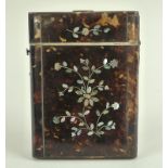 A late 19th century tortoise shell veneered calling card case,