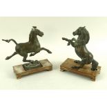 Two Chinese bronze horses, 20th century, one in the form of the Gansu flying heavenly horse, 15.