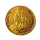 A Victorian half sovereign, 1893, 4g.