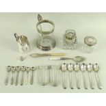 A group of silver comprising six teaspoons, monogram engraved, Sheffield 1898,