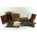 A group of scientific instruments and pharmaceutical items including a microscope by Henry Crouch,