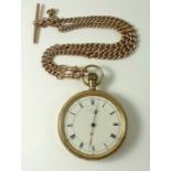 A Thomas Russell & Son 9ct gold pocket watch, open face, keyless wind,