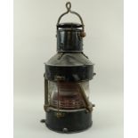 A Mackay and Co ships lantern, patent number 5905, 23 by 52cm high.