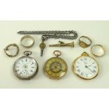 A collection of jewellery and watches, comprising three 9ct gold rings, 9.