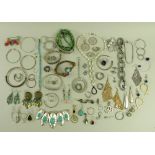 A collection of costume jewellery, including some silver and designer,