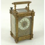 A Victorian gilded brass carriage clock,