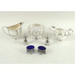 A group of silver tablewares, comprising a Victorian helmet jug,