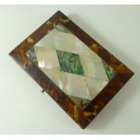 A 19th century tortoiseshell and mother of pearl card case,