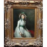 ** Besseler (late 20th century), A young woman in 19th century dress, oil on board, signed,