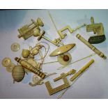 A quantity of ivory sewing accessories and related small items, late 19th/early 20th century,