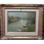 After Pierre Auguste Renoir, On the Seine near Le-Mer, oil on canvas, bears a signature,