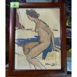 Italian School, early 20th century, Female Nude, oil on canvas, signed,