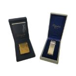 A Christian Dior Paris silver plated curved rectangular gas lighter, with plastic guarantee card,