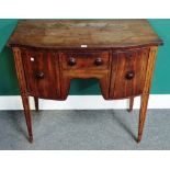 A late George III inlaid mahogany small bowfront sideboard,