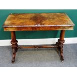 A Victorian figured walnut centre table,