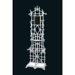 A mid-Victorian white painted cast iron faux bamboo hall stand, 67cm wide x 201cm high.
