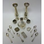 Silver and silver mounted wares, comprising; a pair of octagonal vases, each of tapering form,