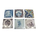 A group of sixteen delftware tiles, English and Dutch, 17th/18th century,