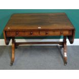 A Regency faux satinwood banded rosewood sofa table,