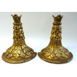 A pair of 18th century style gilt wall brackets, with leaf moulded bodies, 30cm wide x 32cm high,