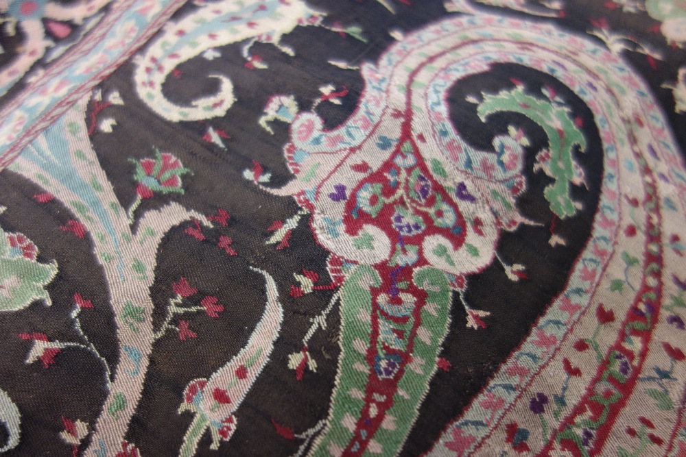 A late 19th century paisley square table cover with a turquoise main field within a boteh border - Image 6 of 8