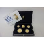 A United Kingdom Britannia gold proof four coin set, 1996, with a Royal Mint case and certificate.