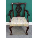 A 19th century mahogany carver chair of George III style,