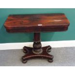 A William IV rosewood card table,