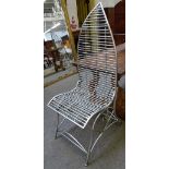 A pair of 20th century silver painted steel garden chairs,