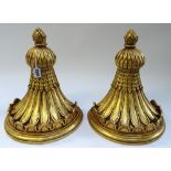 A pair of Regency style gilt plaster wall brackets, with pineapple finials, 30cm wide x 34cm high,