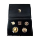 A United Kingdom Britannia gold proof four coin set, 1994, with a Royal Mint case and certificate.