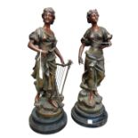 A pair of French spelter figures,