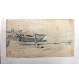 Attributed to John Sell Cotman (1782-1842), An Ecclesiastic; Beached boat, two pencil drawings,