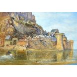 Alfred William Hunt (1830-1896), The Ramparts, Mont St Michel, watercolour, 26cm x 37cm.