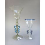 Two Venetian glass winged goblets, late 19th century,