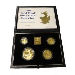 A United Kingdom Britannia gold proof four coin set, 1995, with a Royal Mint case and certificate.
