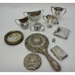 Silver and silver mounted wares, comprising; a Victorian twin handled sugar bowl,