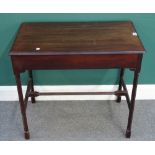 An unusual George III and later mahogany rectangular occasional table with single frieze drawer on