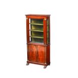 A Regency style diminutive brass inlaid mahogany display cabinet,