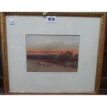 Leopold Rivers (1852-1905), The end of the day, watercolour, signed, 13cm x 18.5cm.