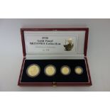 A United Kingdom Britannia gold proof four coin set, 1998, with a Royal Mint case and certificate.
