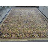 A Mahal carpet, early 20th century, pale green ground with all over design of palmettes and leaves,