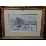 Maximilian Luce (1858-1941), Landscape, charcoal, signed, with atelier stamp, 24cm x 37.5cm.